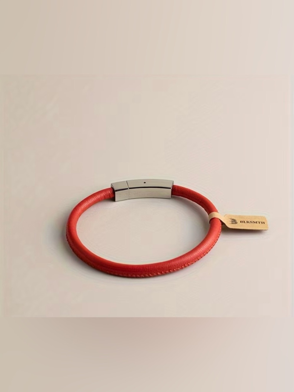 BLKSMTH. Unisex. Red Leather Bracelet with Silver Clasp - Picture 7 of 7